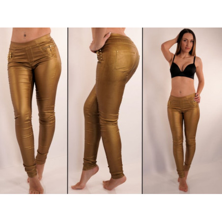 Wetlook Jeans Gold schimmernd